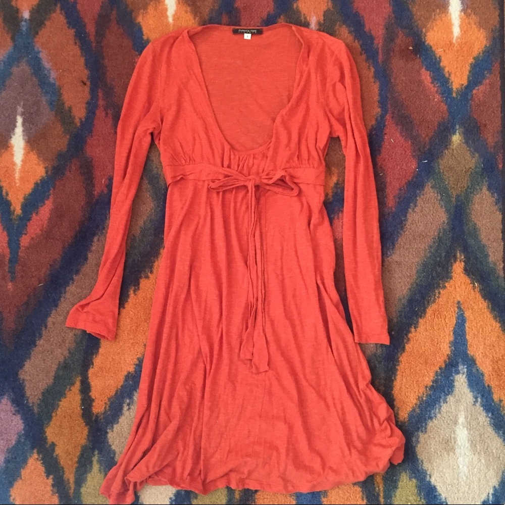 DONATING SOON Italian orange dress w empire waist